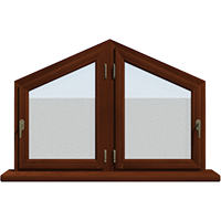 Деревянное окно - пятиугольник из лиственницы Модель 114 Орех